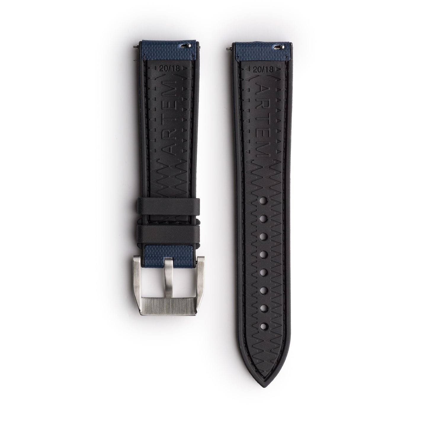 HydroFlex™ Navy Blue Hybrid FKM Watch Strap With White Stitching