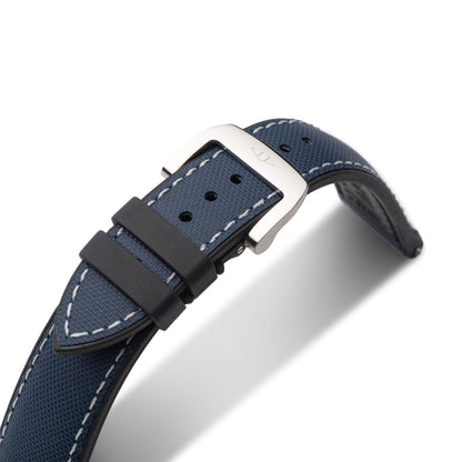 HydroFlex™ Navy Blue Hybrid FKM Watch Strap With White Stitching