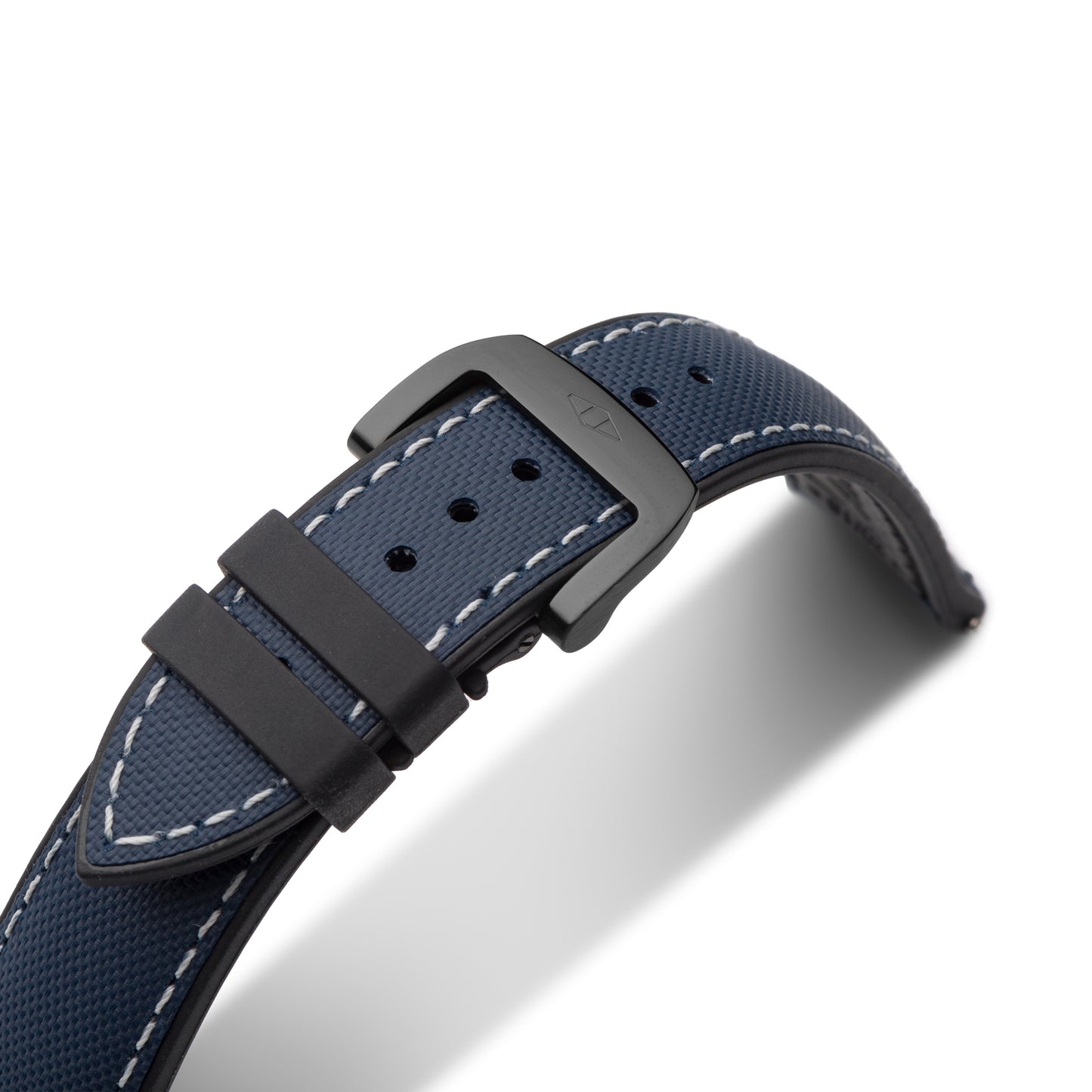 HydroFlex™ Navy Blue Hybrid FKM Watch Strap With White Stitching