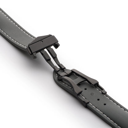 Loop-less™ HydroFlex™ Grey Sailcloth Watch Strap with White Stitching