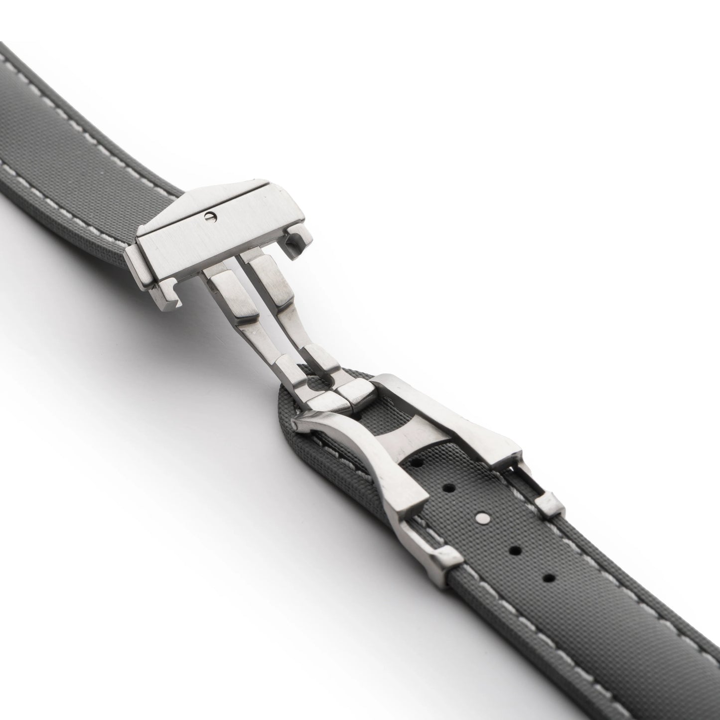 Loop-less™ HydroFlex™ Grey Sailcloth Watch Strap with White Stitching