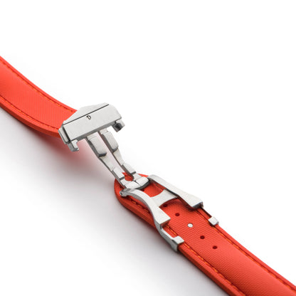 Loop-less™ HydroFlex™ Orange Sailcloth Watch Strap with Orange Stitching