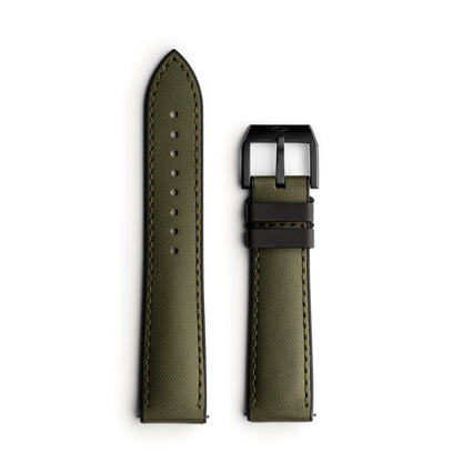 HydroFlex™ Khaki Green Hybrid FKM Watch Strap With Green Stitching