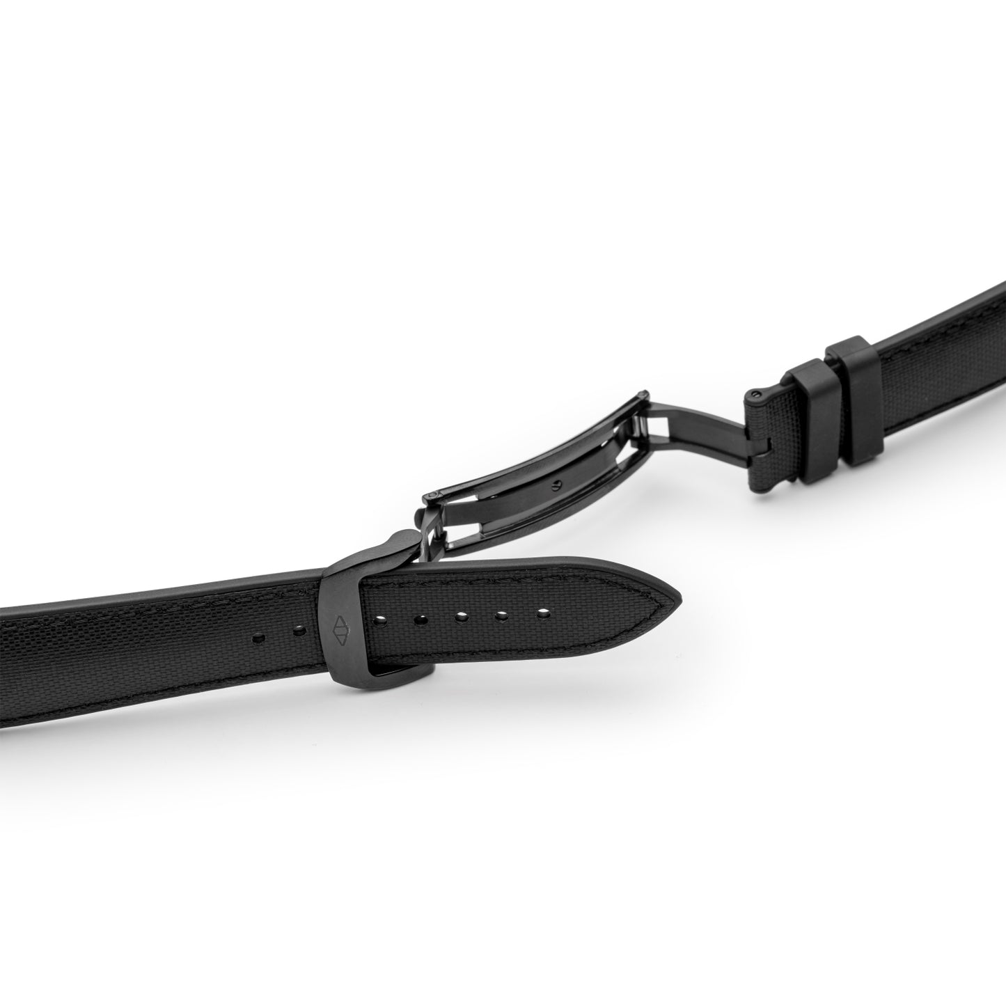 HydroFlex™ Black Hybrid FKM Watch Strap With Black Stitching