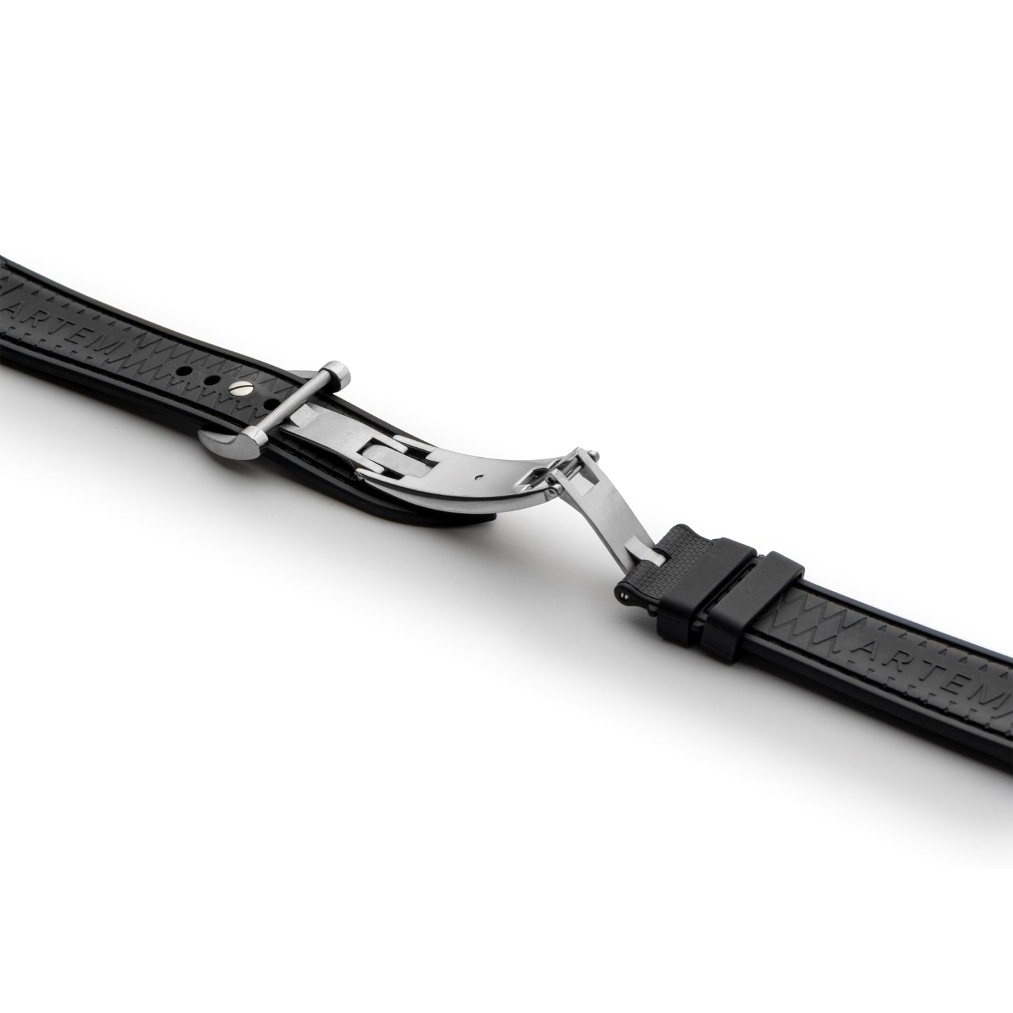 HydroFlex™ Black Hybrid FKM Watch Strap With Black Stitching