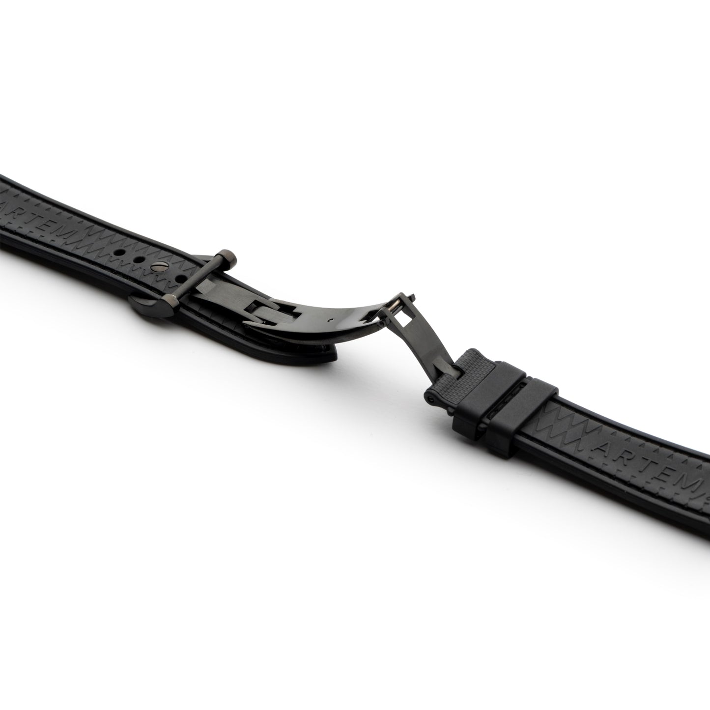 HydroFlex™ Black Hybrid FKM Watch Strap With Black Stitching