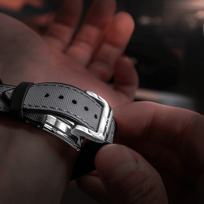 HydroFlex™ Grey Hybrid FKM Watch Strap With Grey Stitching