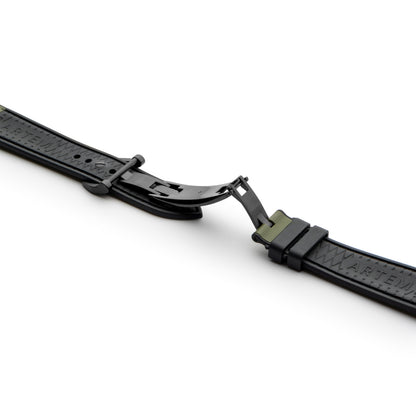 HydroFlex™ Khaki Green Hybrid FKM Watch Strap With Green Stitching