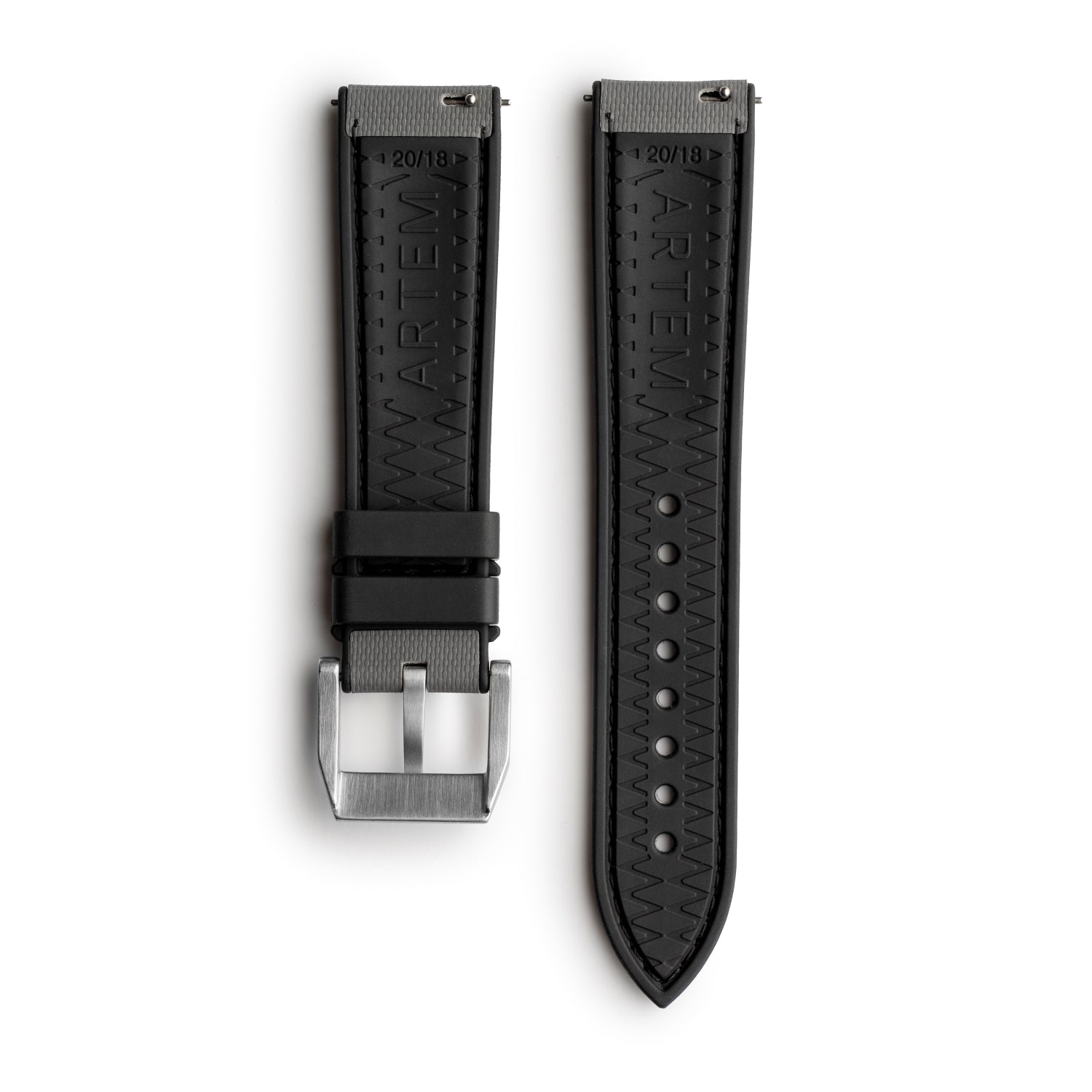 HydroFlex Grey Hybrid FKM Watch Strap With Grey Stitching