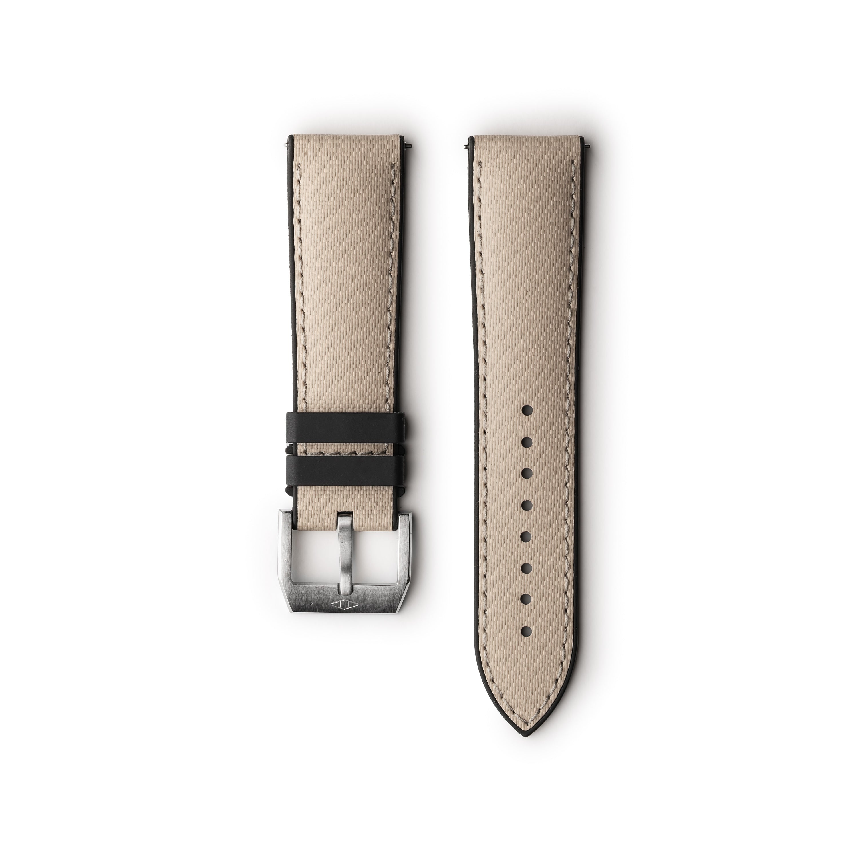 HydroFlex™ Sand Beige Hybrid FKM Watch Strap With White Stitching ...