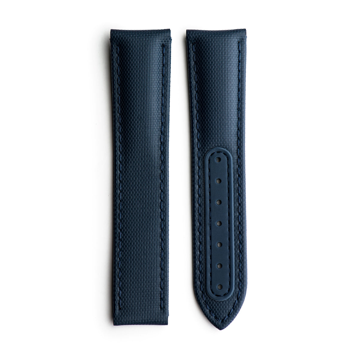 Loop-Less Navy Blue Sailcloth Watch Strap with Navy Blue Stitching