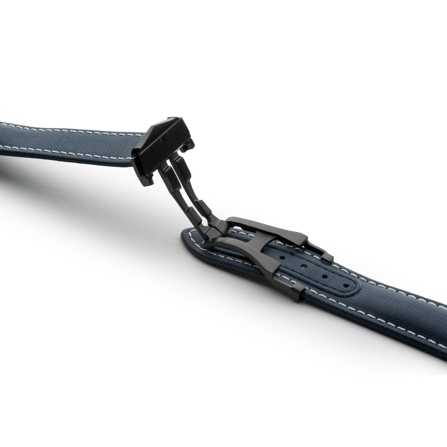 Loop-Less™ Navy Blue Sailcloth Watch Strap with White Stitching