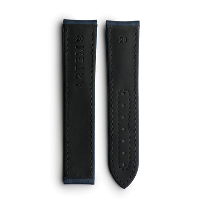 Loop-Less Navy Blue Sailcloth Watch Strap with White Stitching