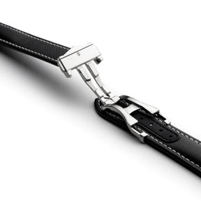 Loop-Less Black Sailcloth Watch Strap with White Stitching