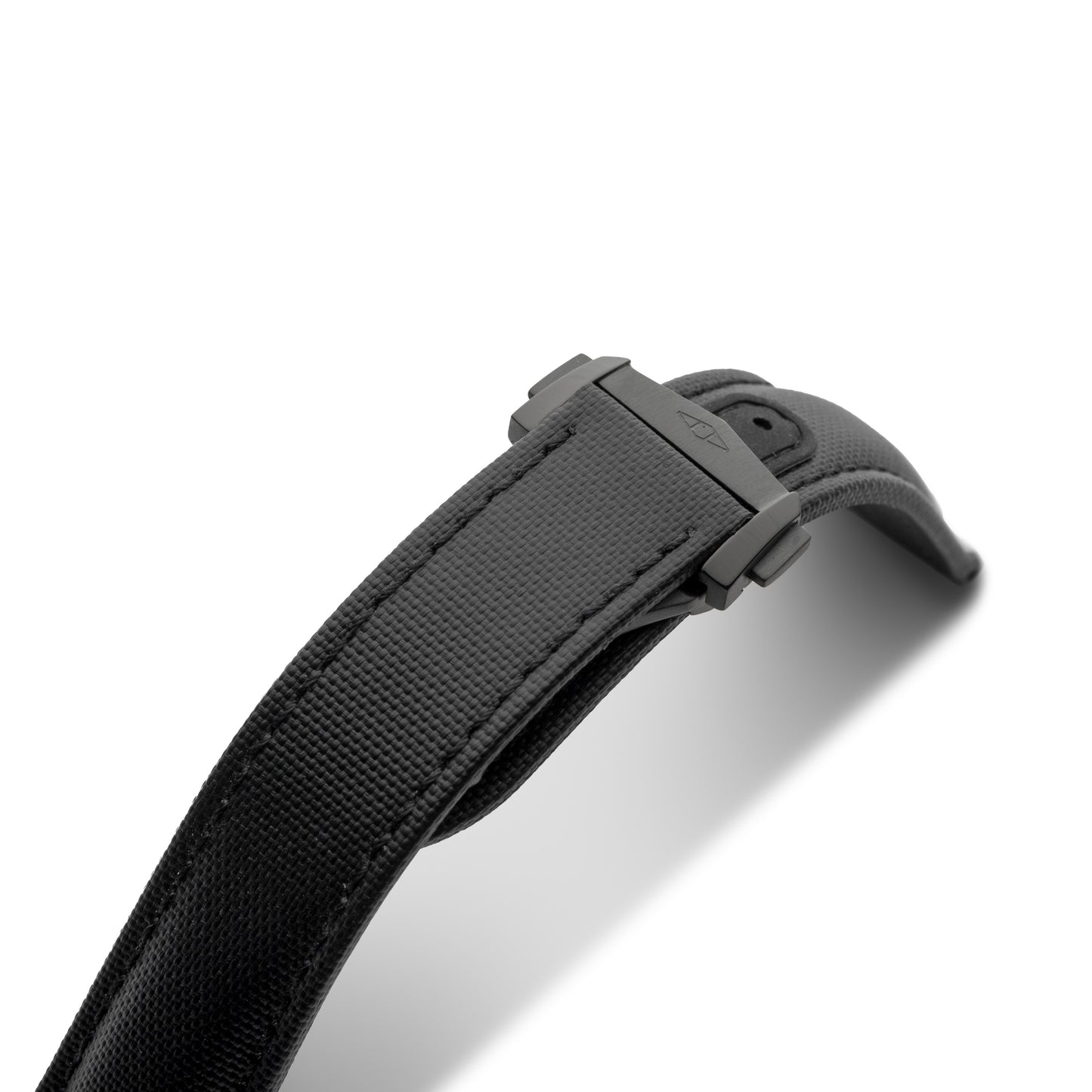 Loop-Less™ Black Sailcloth Watch Strap with Black Stitching