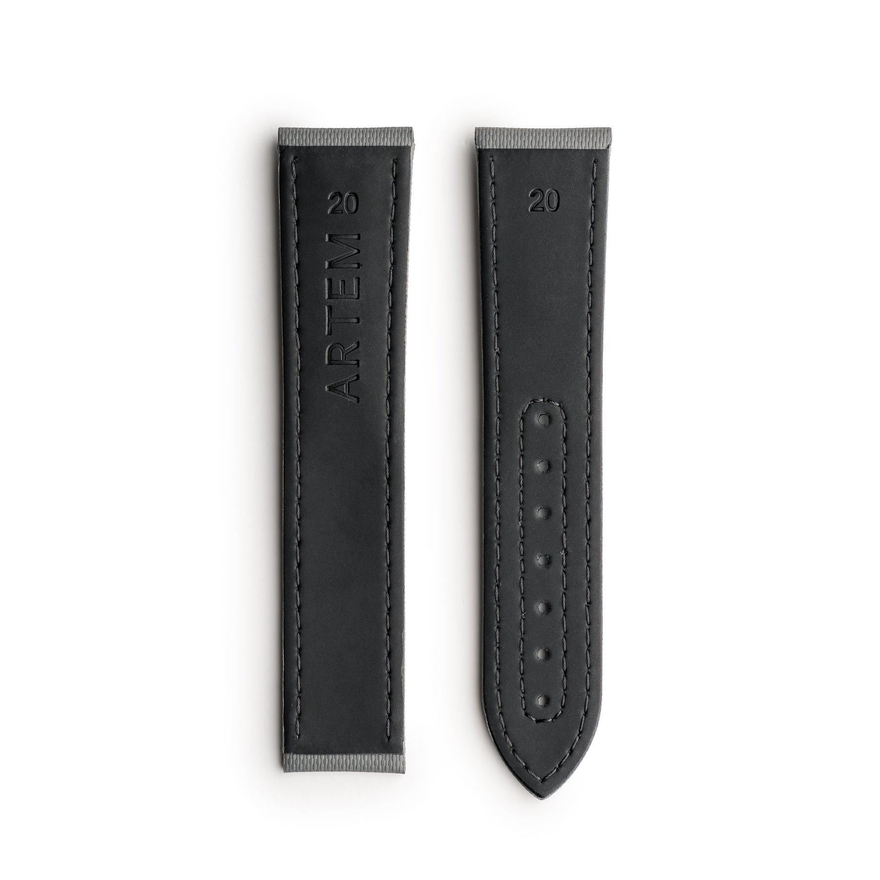 Loop-less Grey Sailcloth Watch Strap with Grey Stitching