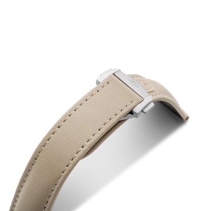 Loop-less™ Sand Beige Sailcloth Watch Strap with White Stitching