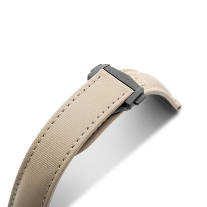 Loop-less™ Sand Beige Sailcloth Watch Strap with White Stitching