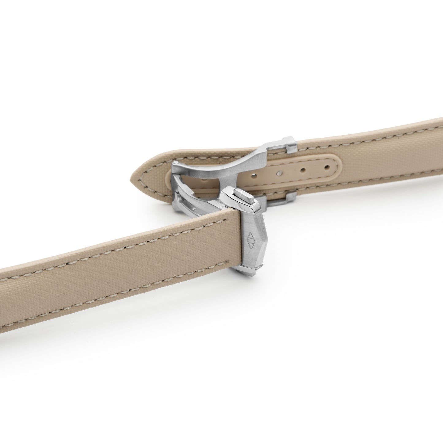 Loop-less™ Sand Beige Sailcloth Watch Strap with White Stitching