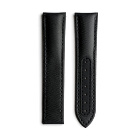 Loop-Less Black Sailcloth Watch Strap with Black Stitching