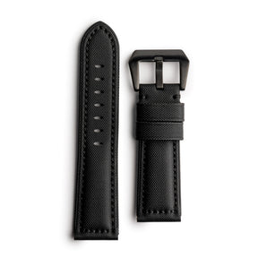 Pam Style Black Sailcloth Watch Strap with Black Stitching
