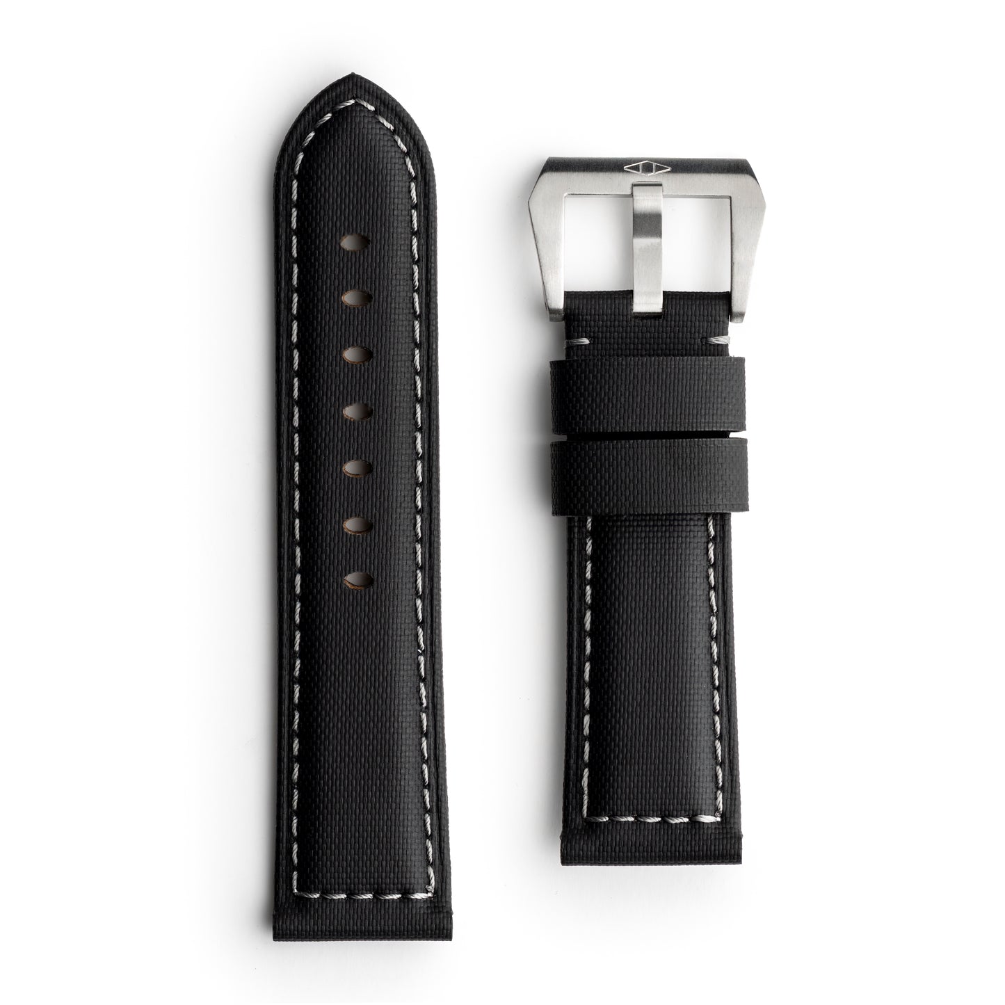 Pam Style Black Sailcloth Watch Strap with Grey Stitching