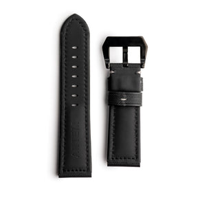Pam Style Black Sailcloth Watch Strap with Grey Stitching
