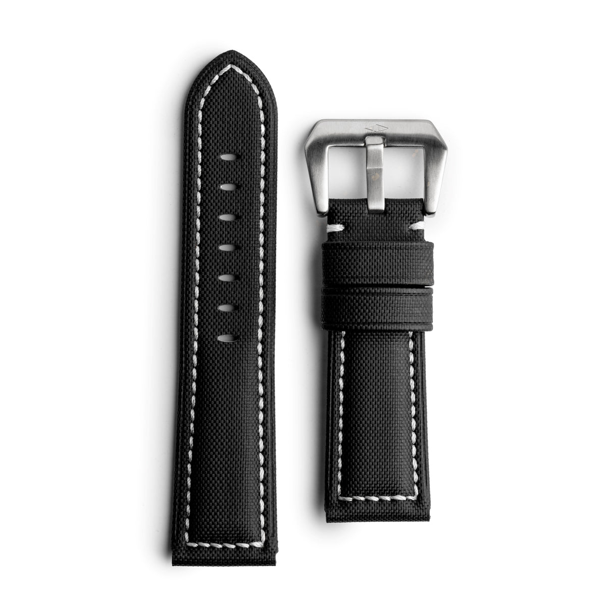 Pam Style Black Sailcloth Watch Strap with White Stitching