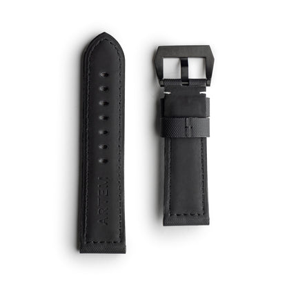 Pam Style Black Sailcloth Watch Strap with White Stitching