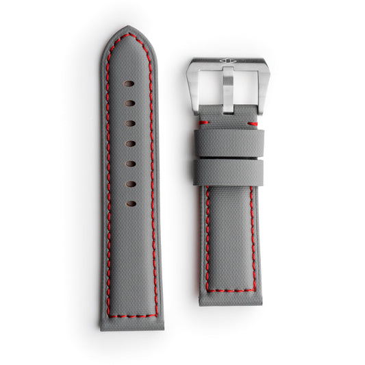 🎁 Pam Style Grey Sailcloth Watch Strap with Red Stitching (100% off)