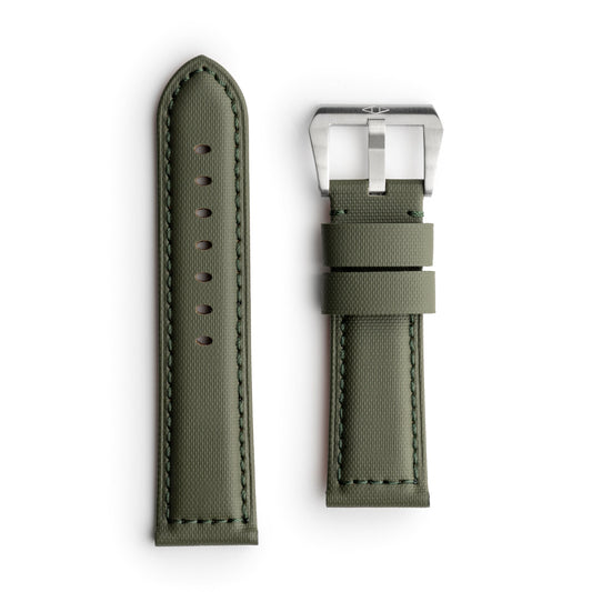 🎁 Pam Style Khaki Green Sailcloth Watch Strap with Green Stitching (100% off)