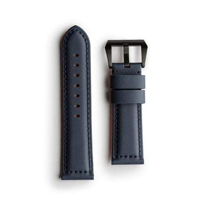 Pam Style Navy Blue Sailcloth Watch Strap with Navy Blue Stitching