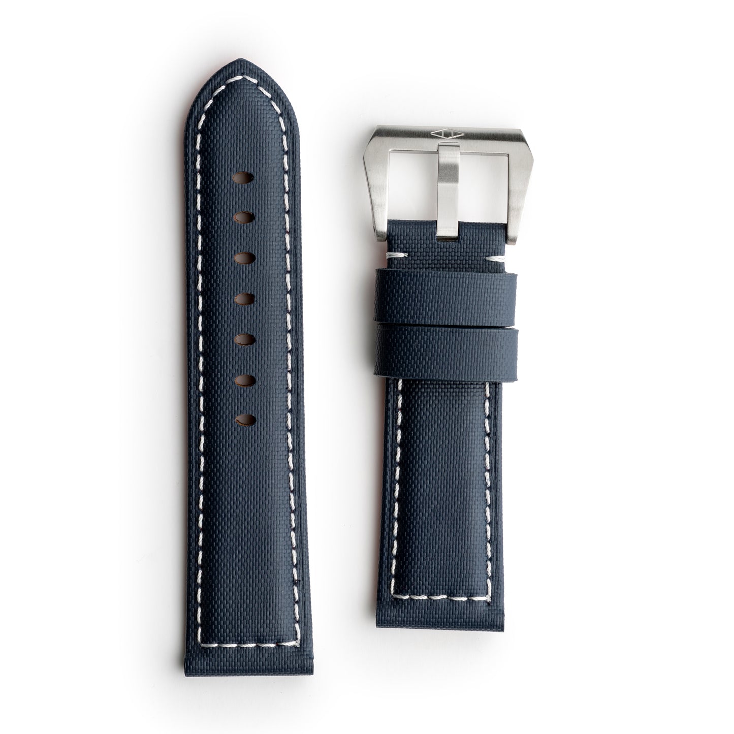 Pam Style Navy Blue Sailcloth Watch Strap with White Stitching