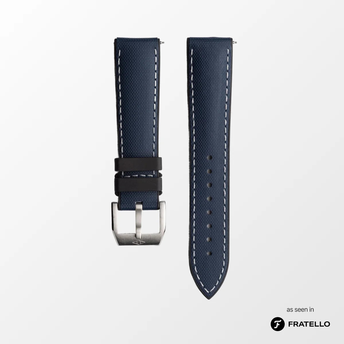 HydroFlex™ Navy Blue Hybrid FKM Watch Strap With White Stitching