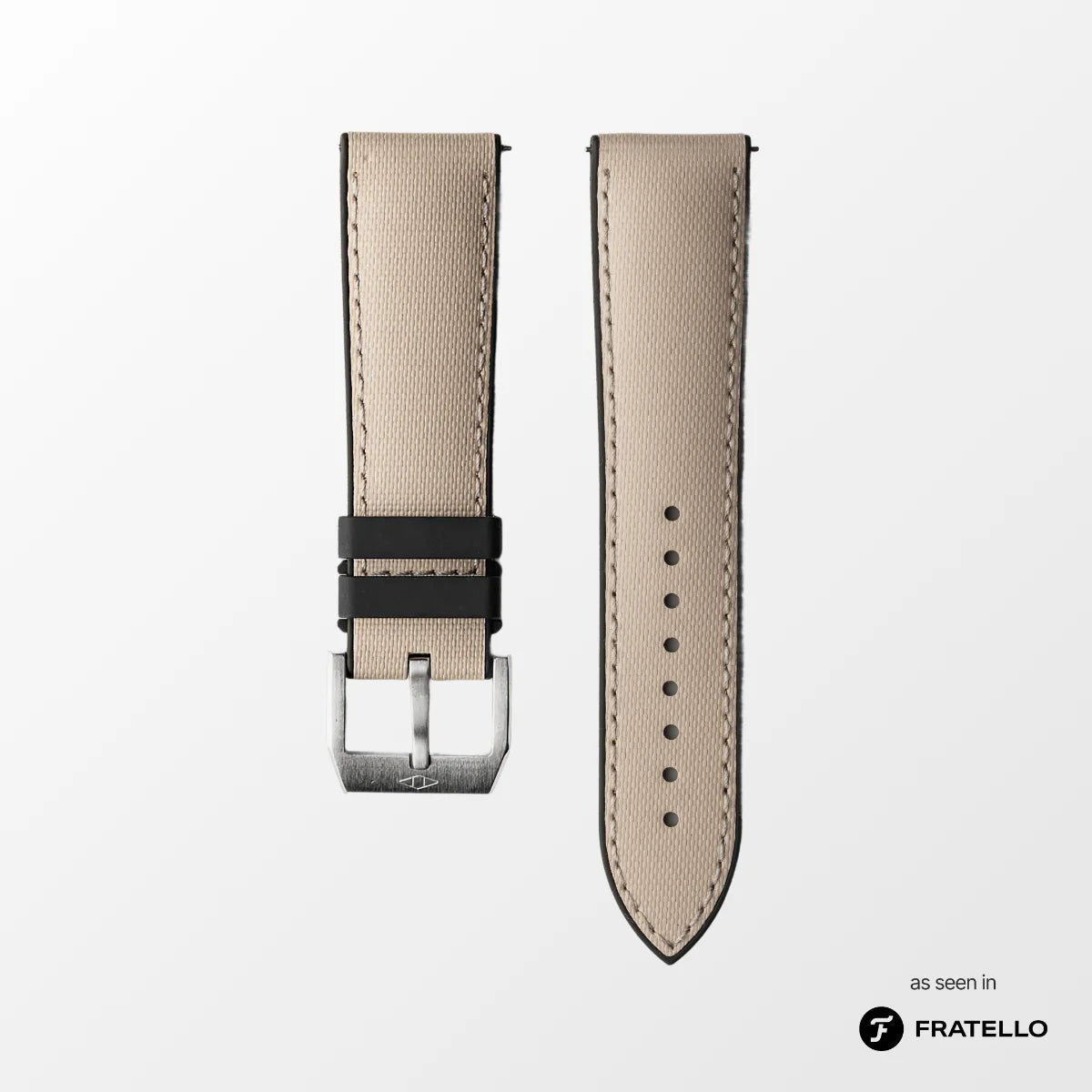HydroFlex™ Sand Beige Hybrid FKM Watch Strap With White Stitching