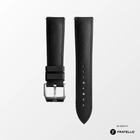 HydroFlex™ Black Hybrid FKM Watch Strap With Black Stitching