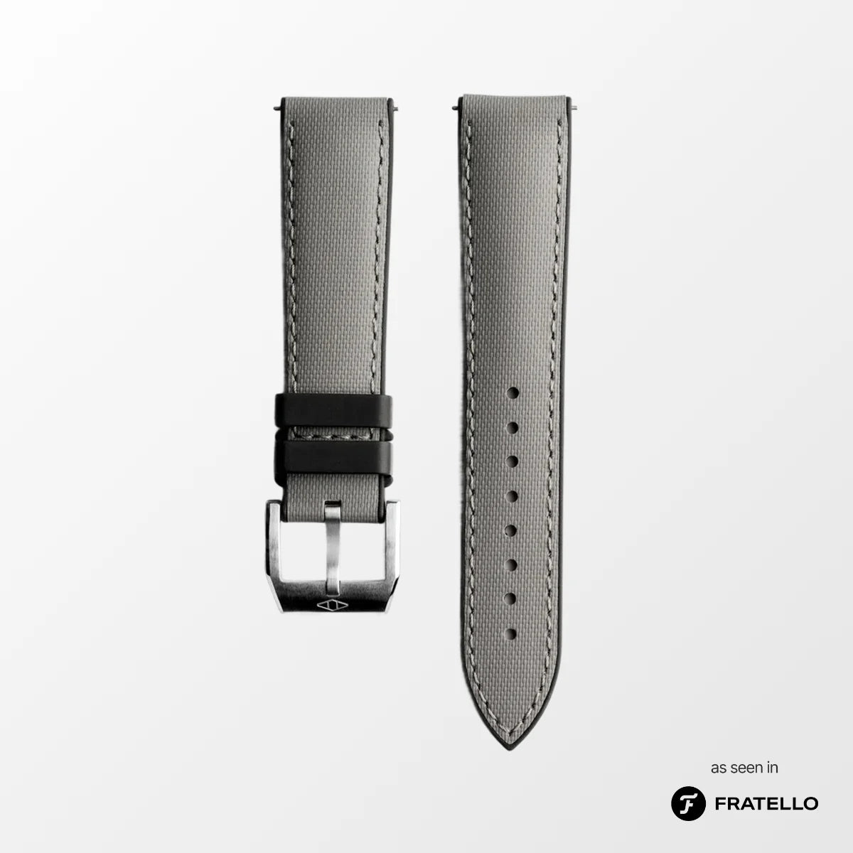 HydroFlex™ Grey Hybrid FKM Watch Strap With Grey Stitching