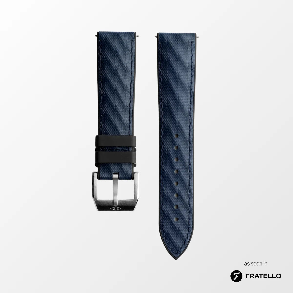 HydroFlex™ Navy Blue Hybrid FKM Watch Strap With Blue Stitching