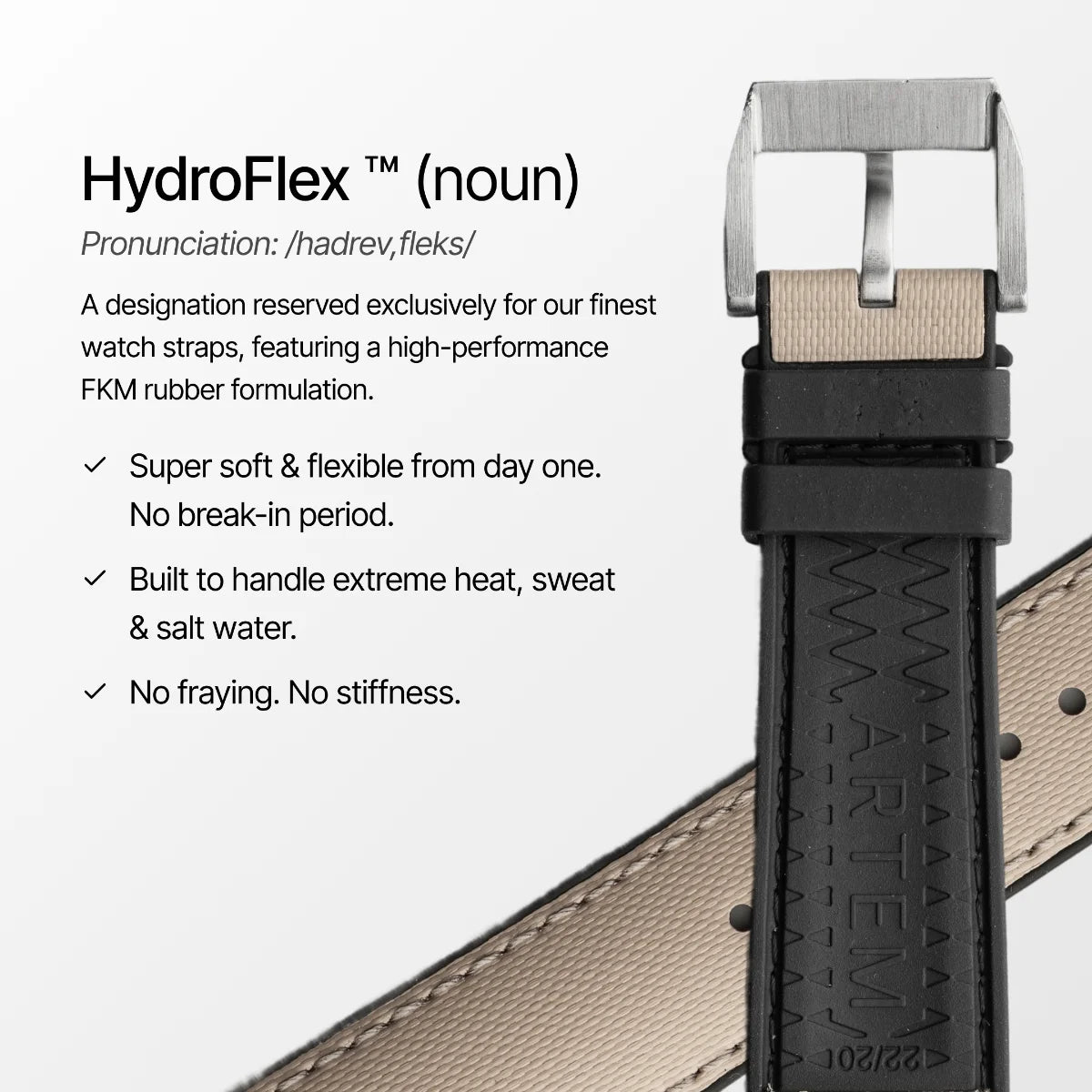 HydroFlex™ Sand Beige Hybrid FKM Watch Strap With White Stitching