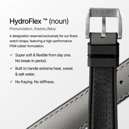 HydroFlex™ Grey Hybrid FKM Watch Strap With Grey Stitching