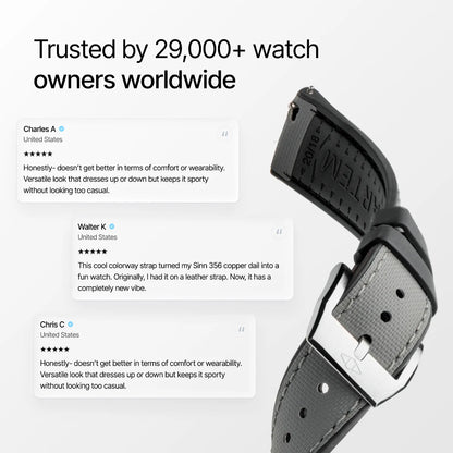 HydroFlex™ Grey Hybrid FKM Watch Strap With Grey Stitching