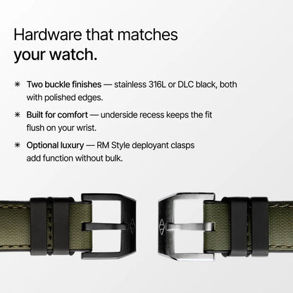 HydroFlex™ Khaki Green Hybrid FKM Watch Strap With Green Stitching