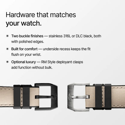 HydroFlex™ Sand Beige Hybrid FKM Watch Strap With White Stitching