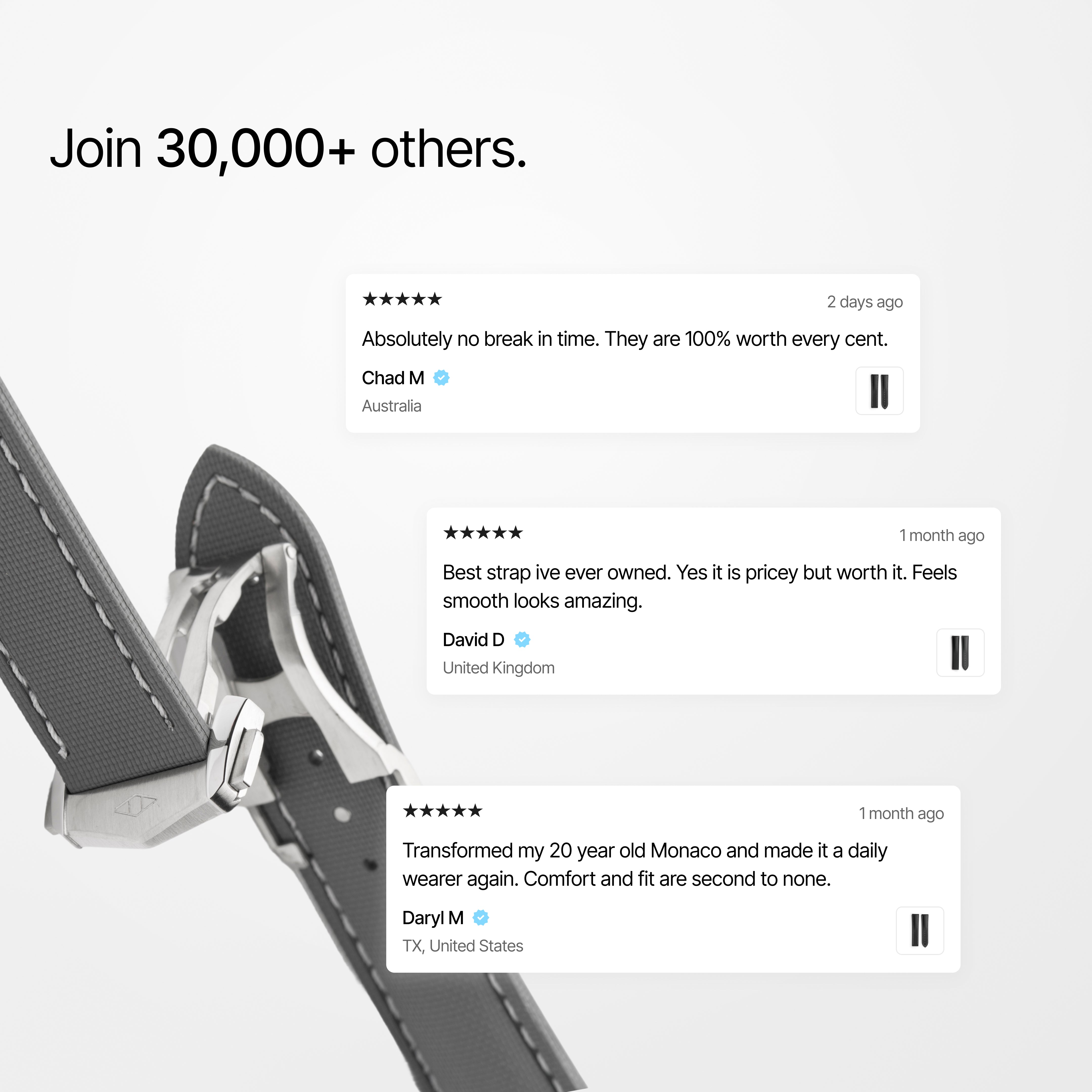 Loop-less™ HydroFlex™ | Lunar Ash Edition | Grey Strap with White Stitching