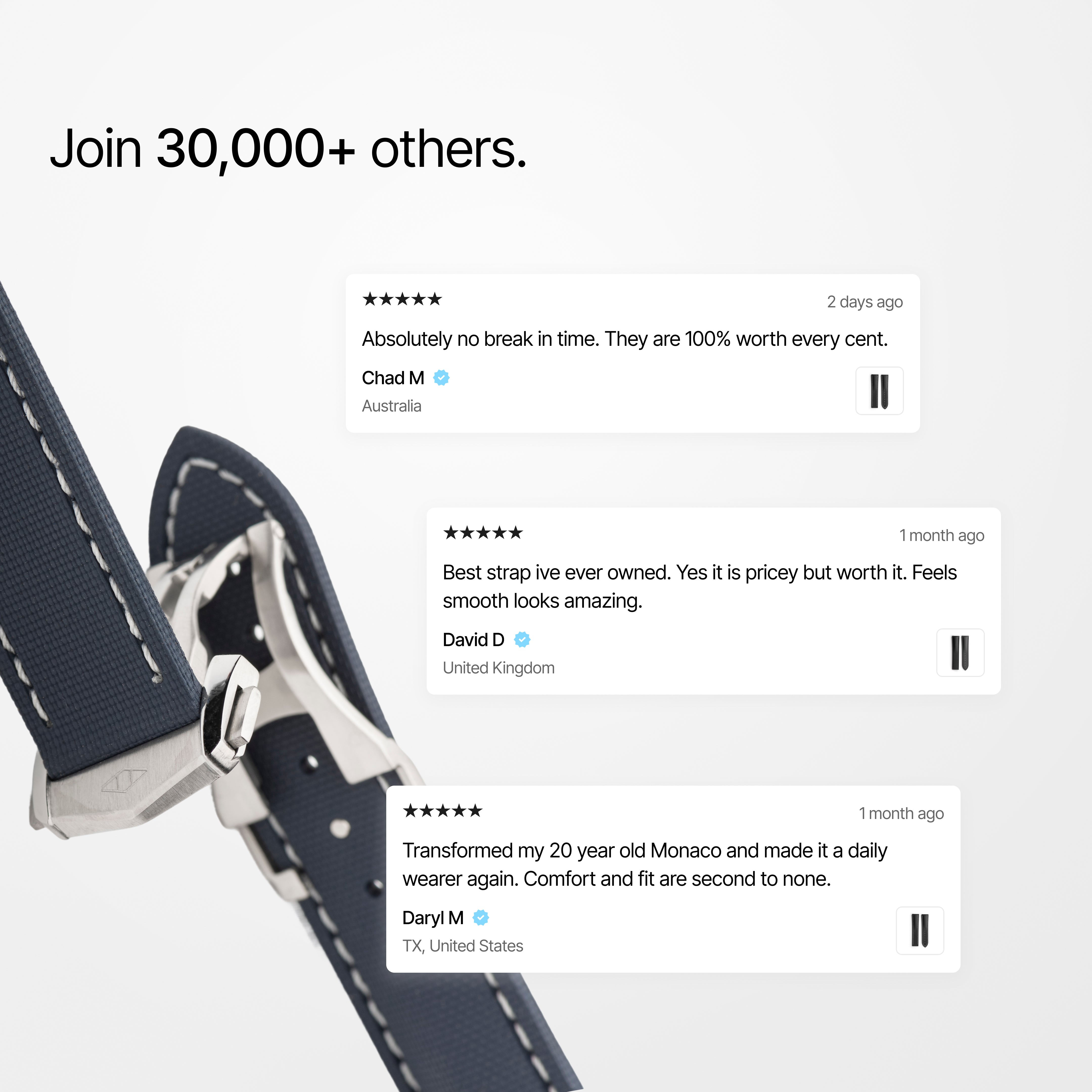 Loop-less™ HydroFlex™ | Cosmic Tide Edition | Blue Strap with White Stitching