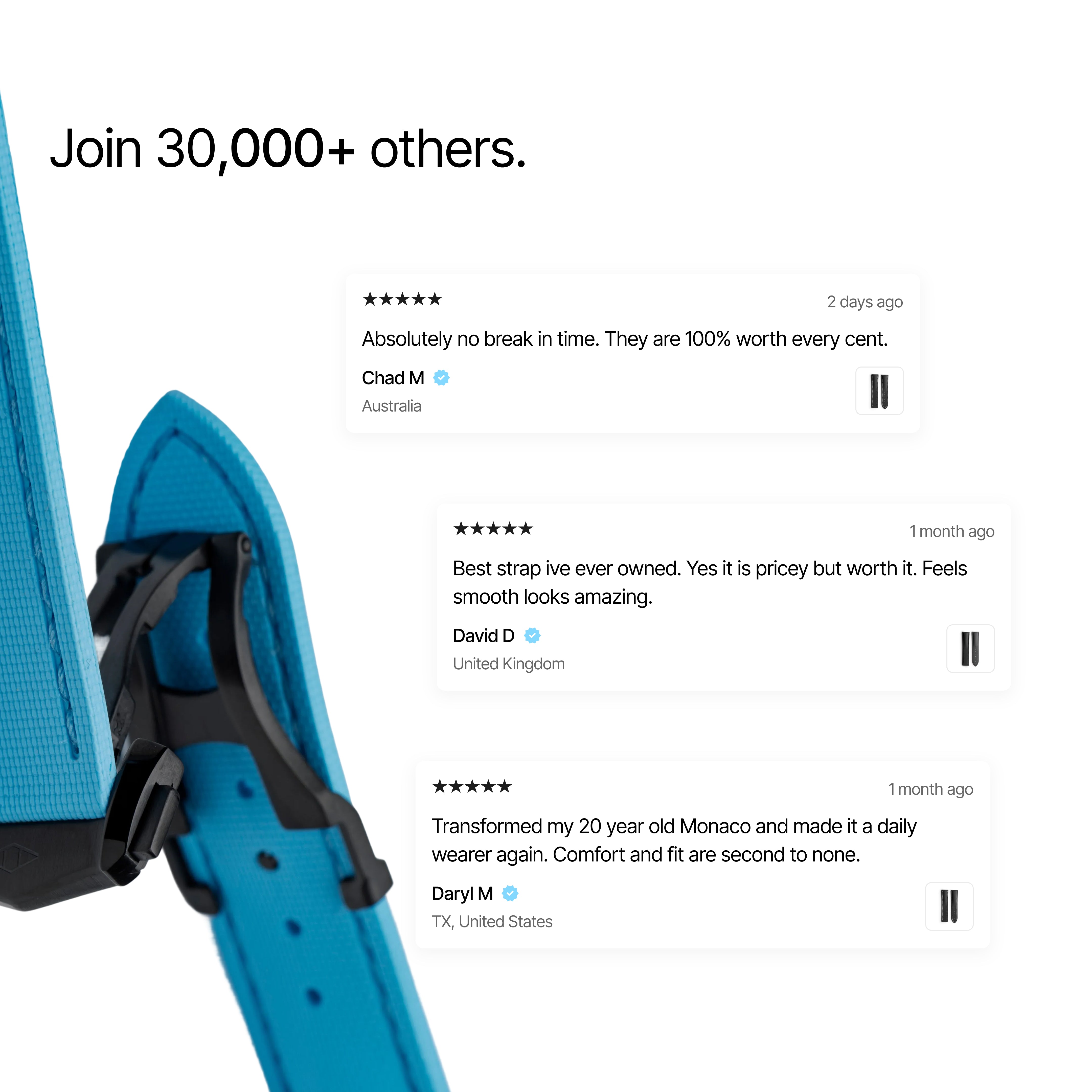 Loop-less™ HydroFlex™ | Stellar Azure Edition | Light Blue Strap with Light Blue Stitching