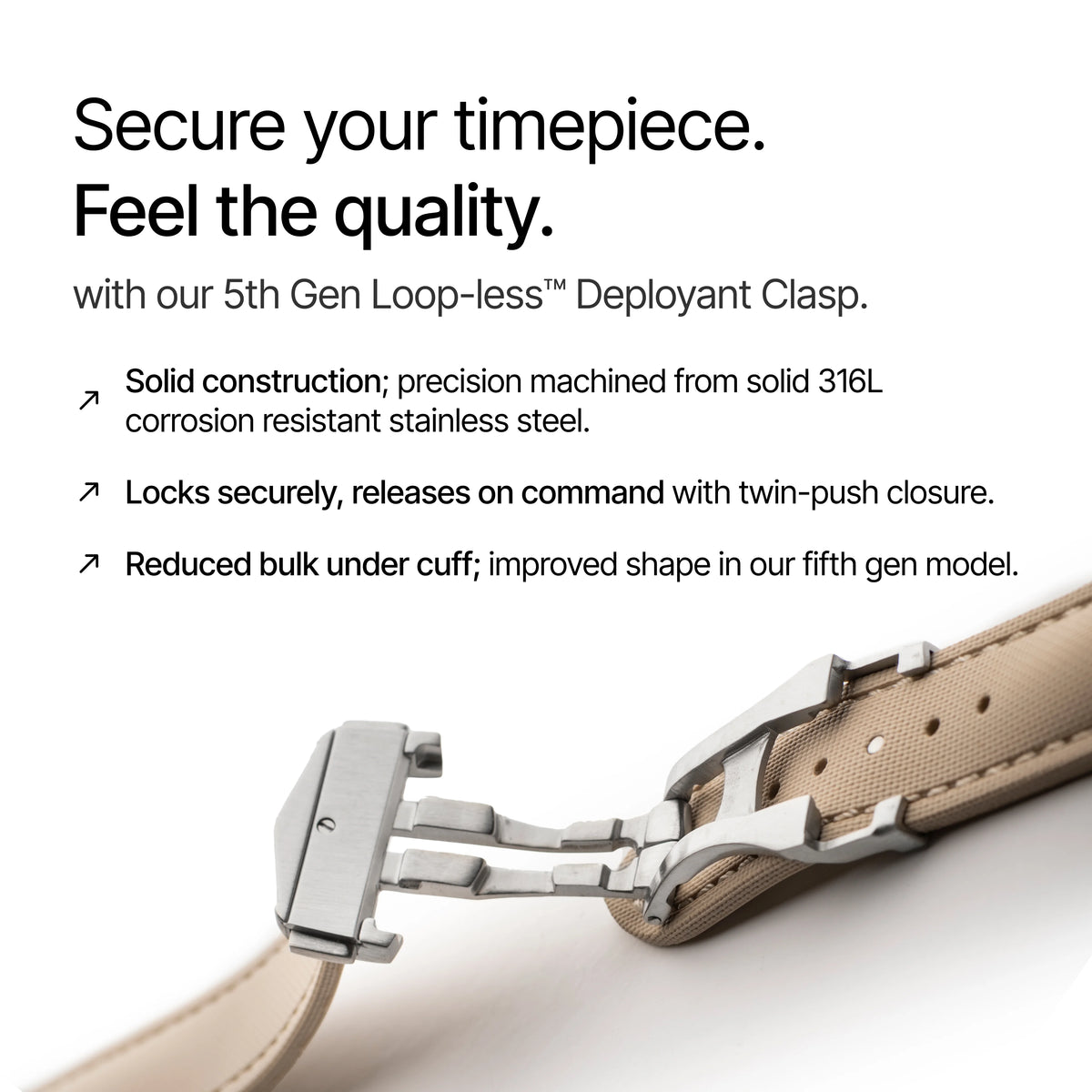 Loop-less™ HydroFlex™ | Titan Dune Edition | Beige Strap with Beige Stitching