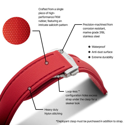 Loop-less™ HydroFlex™ | Blood Moon Edition | Red Strap with Red Stitching