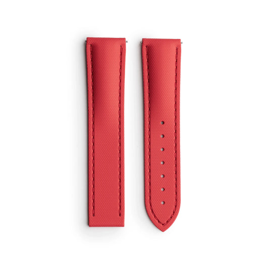 Loop-less™ HydroFlex™ Red Sailcloth Watch Strap with Red Stitching