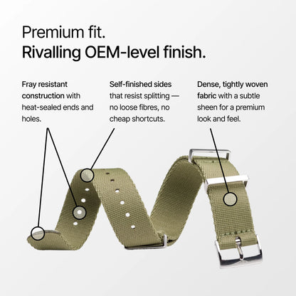 Khaki Green Nylon Watch Strap